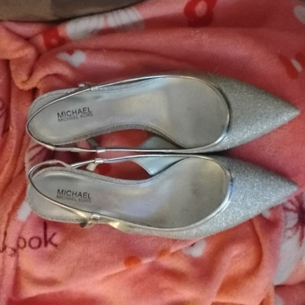 Michael Kors Silver Kitten Heel Pumps